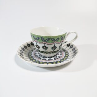 Pottery field　ラインフラワーコーヒー碗皿