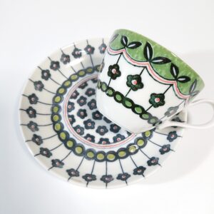 Pottery field　ラインフラワーコーヒー碗皿